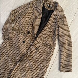 Miss Guided Plaid Long Coat